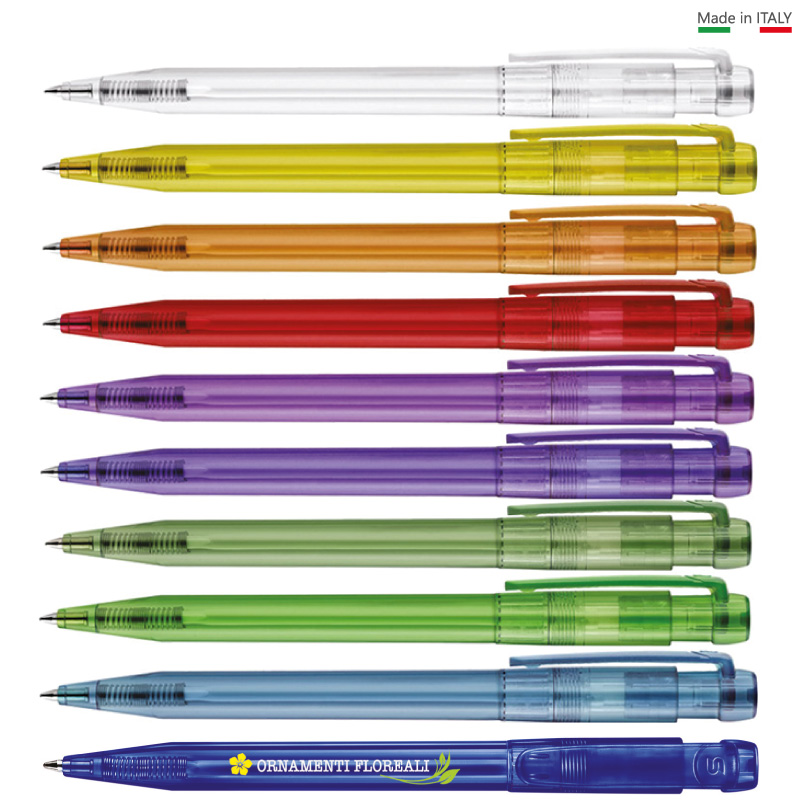 PENNA A SCATTO COLORATA IN ABS TRASPARENTE ART. PC-325 PIER CLEAR