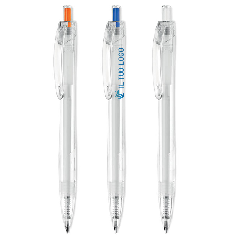 PENNA A SFERA IN RPET CHIUSURA A SCATTO REFILL BLU ART.PN-536