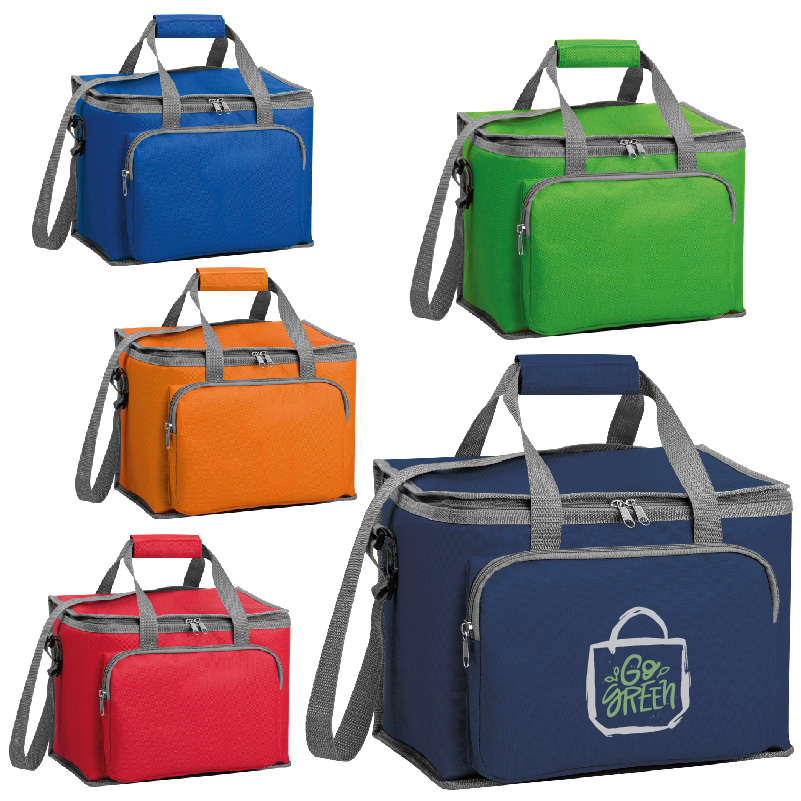 BORSA FRIGO 600D, INTERNO STAGNO IN PEVA 30X24X18CM, CAPIENZA 10LT, TASCA FRONT. CON ZIP ART.RA538