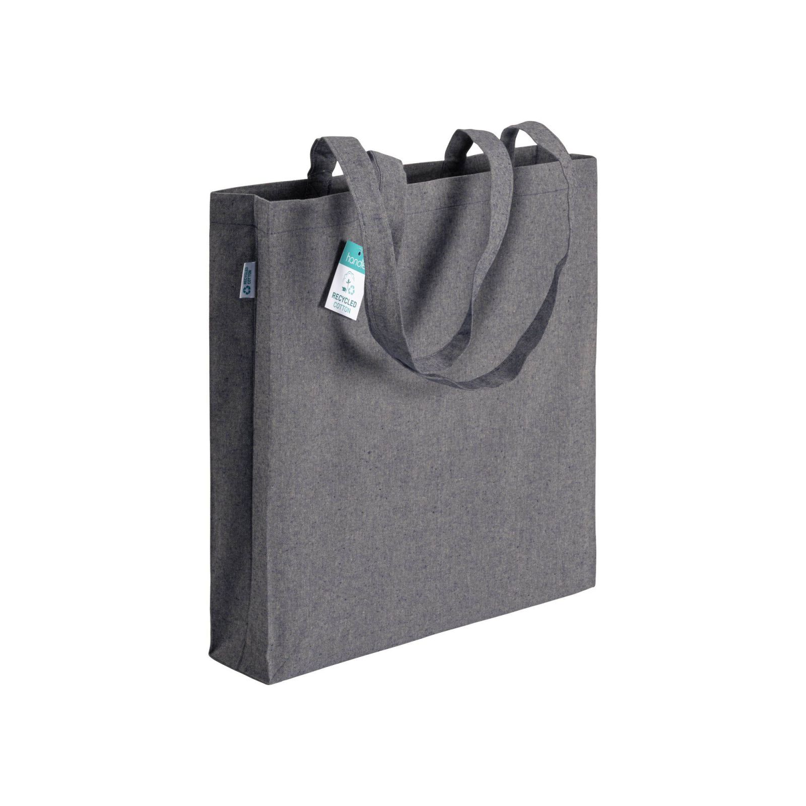 SHOPPER IN COTONE RICICLATO 190 g/m2, cm38X42X8 CON SOFFIETTO E MANICI LUNGHI ART.RA749
